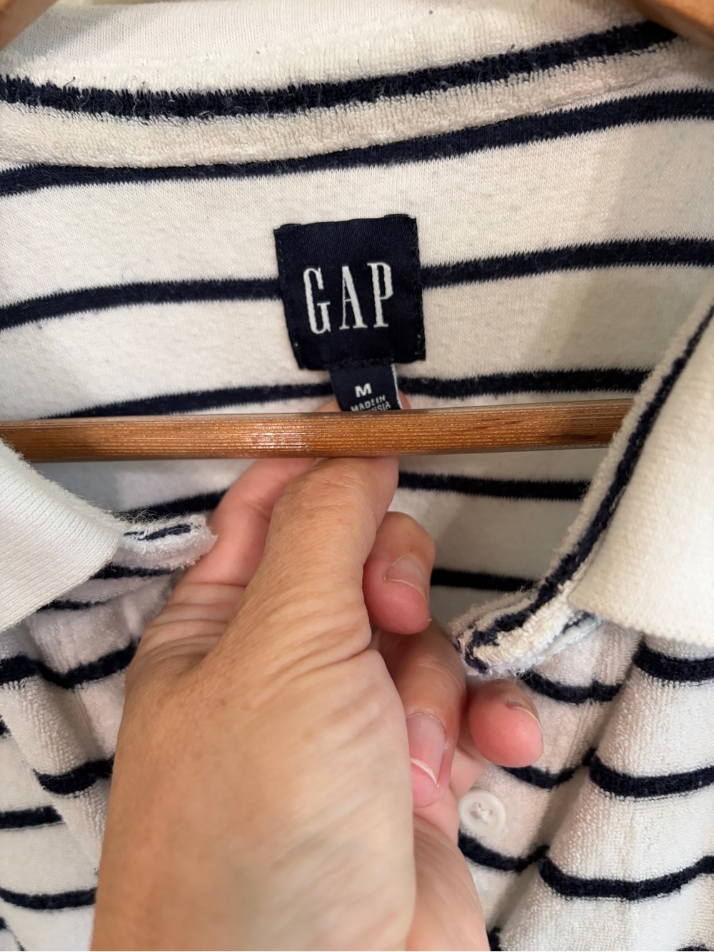 GAP size M White and Navy Striped Sleeveless terrycloth Swim Coverup Dress. - Picture 4 of 9